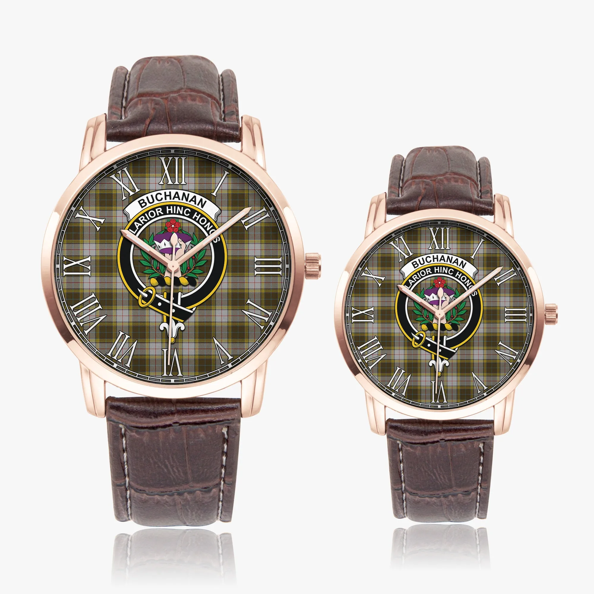 Buchanan Dress Tartan Family Crest Leather Strap Quartz Watch
