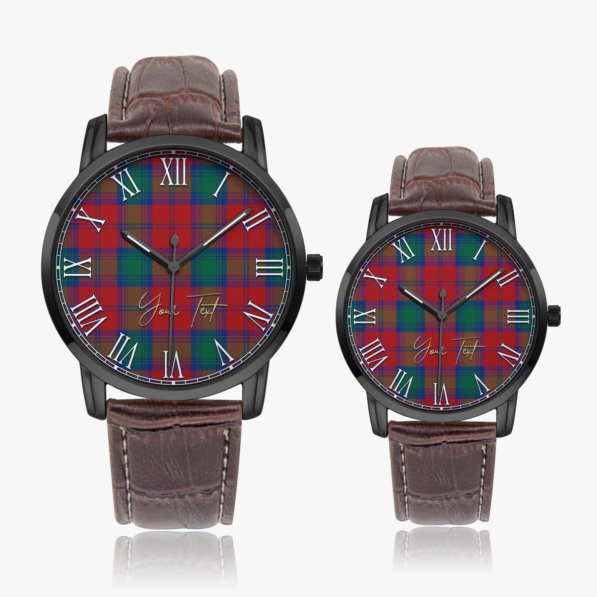 Byres (Byses) Tartan Personalized Your Text Leather Trap Quartz Watch