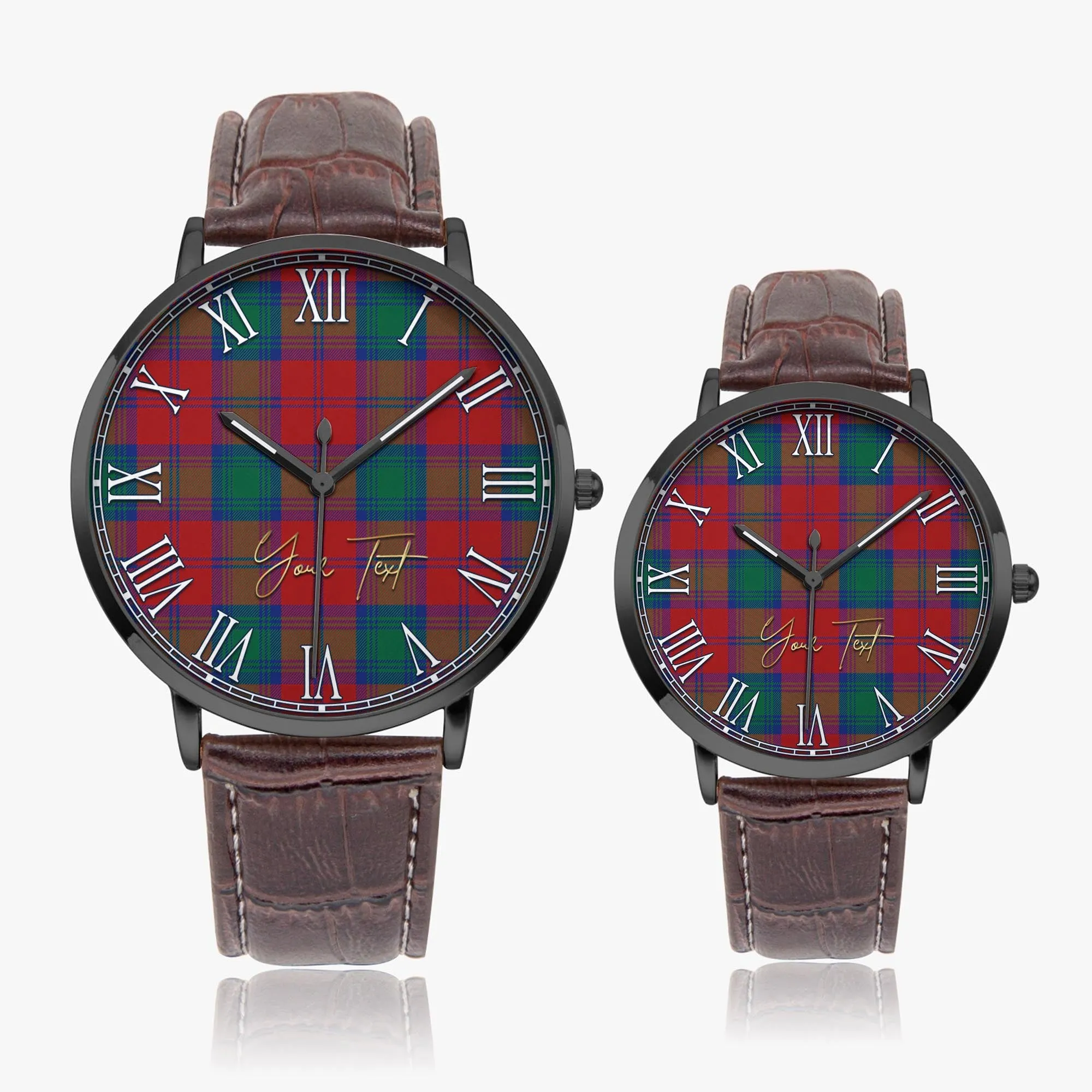 Byres (Byses) Tartan Personalized Your Text Leather Trap Quartz Watch