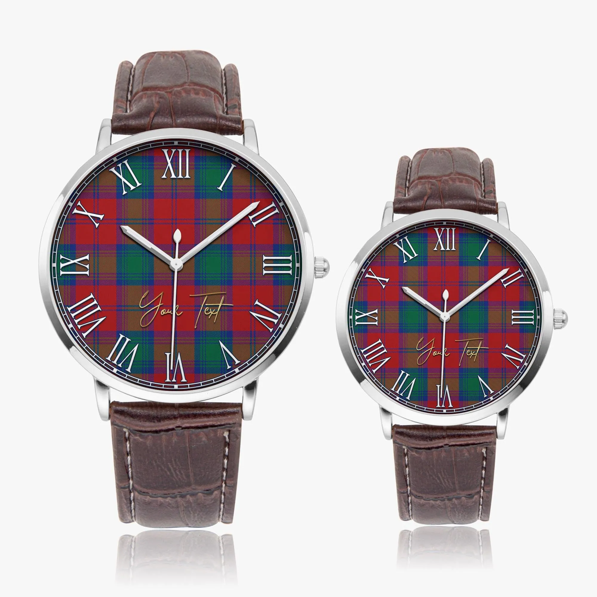 Byres (Byses) Tartan Personalized Your Text Leather Trap Quartz Watch