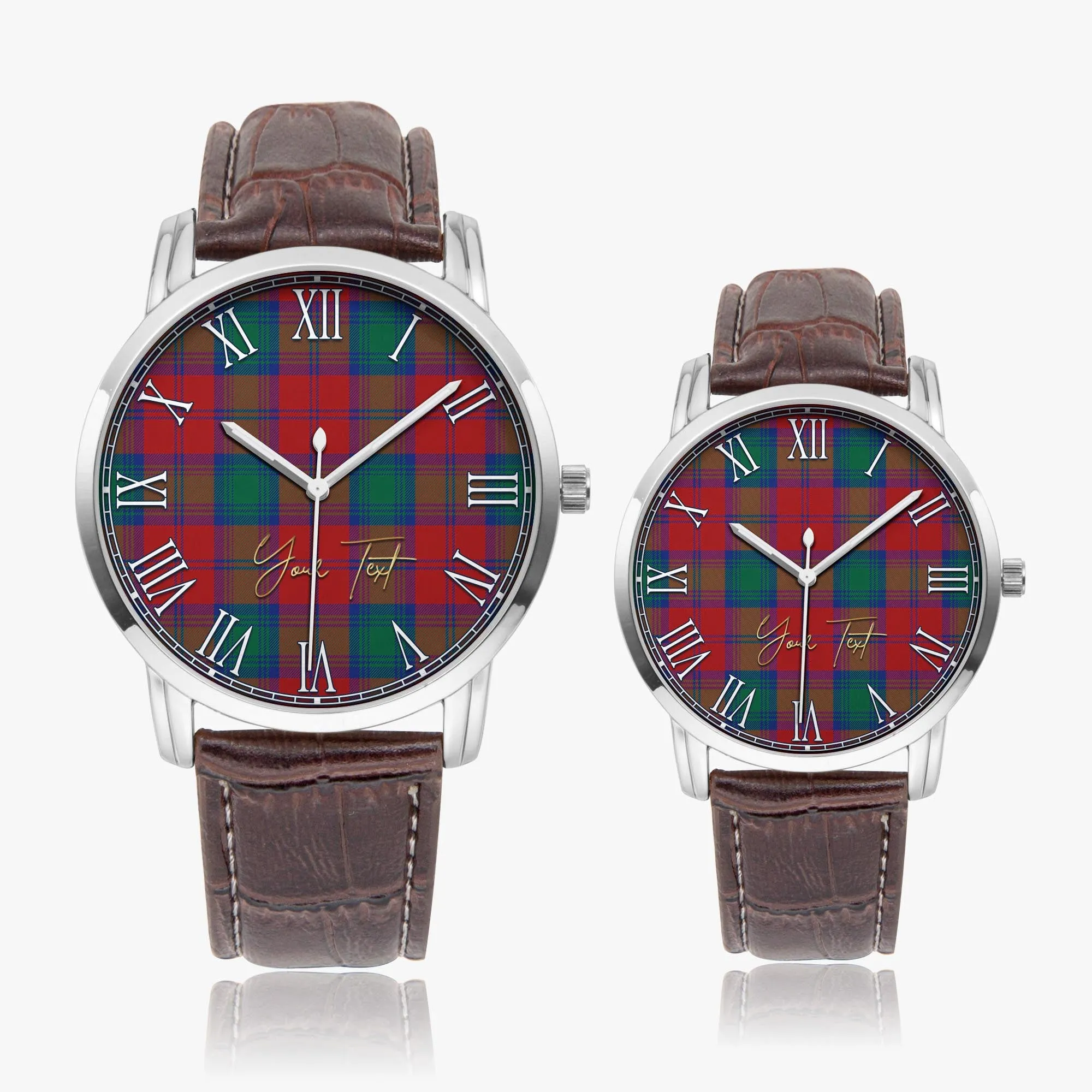 Byres (Byses) Tartan Personalized Your Text Leather Trap Quartz Watch