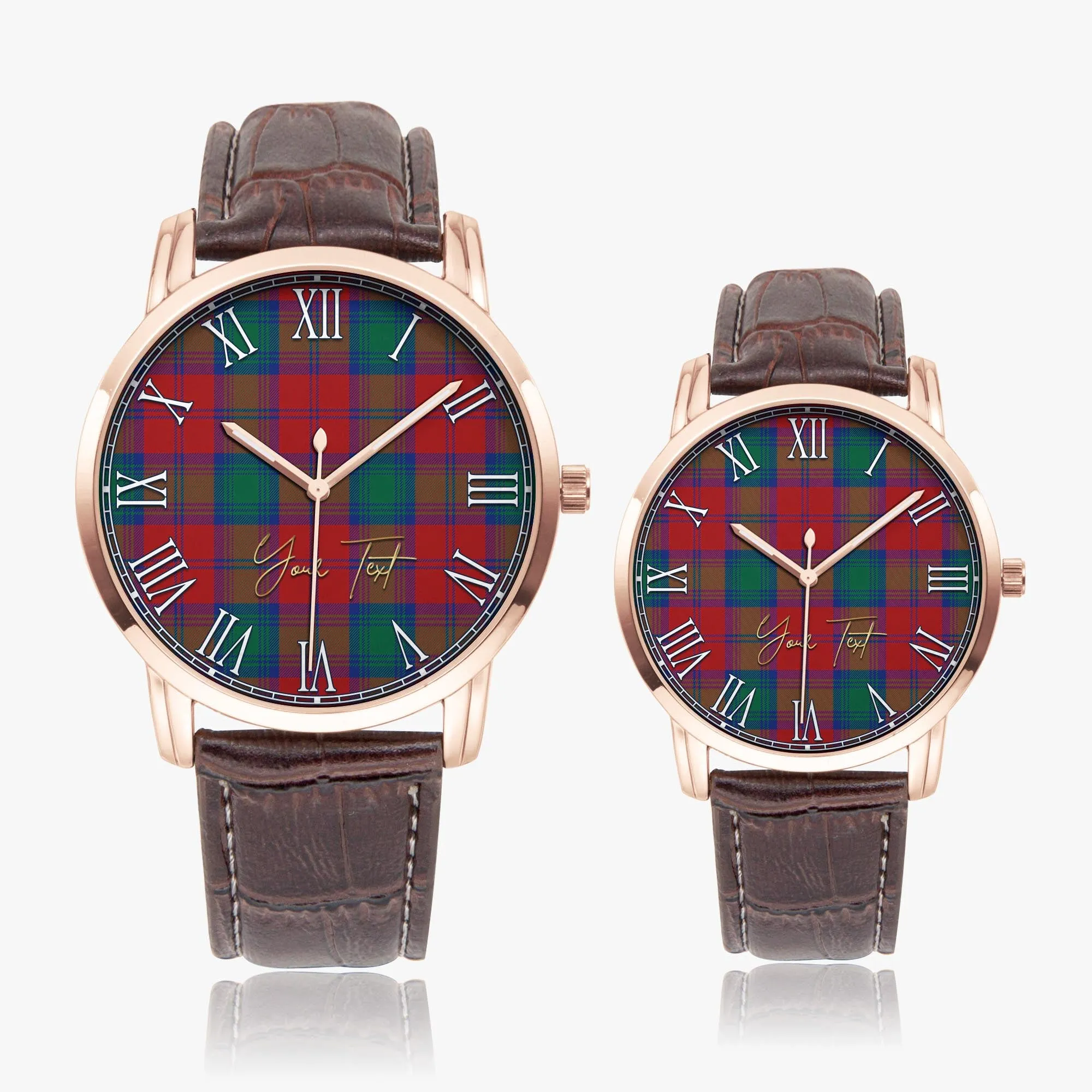 Byres (Byses) Tartan Personalized Your Text Leather Trap Quartz Watch