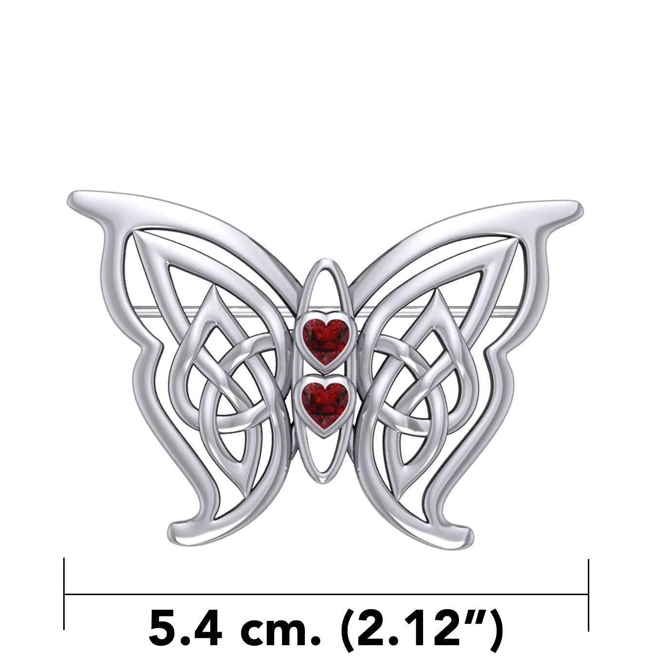 Celtic Transformation Elegance : Sterling Silver Butterfly Brooch with Heart Gemstone by Peter Stone Jewelry TBC167