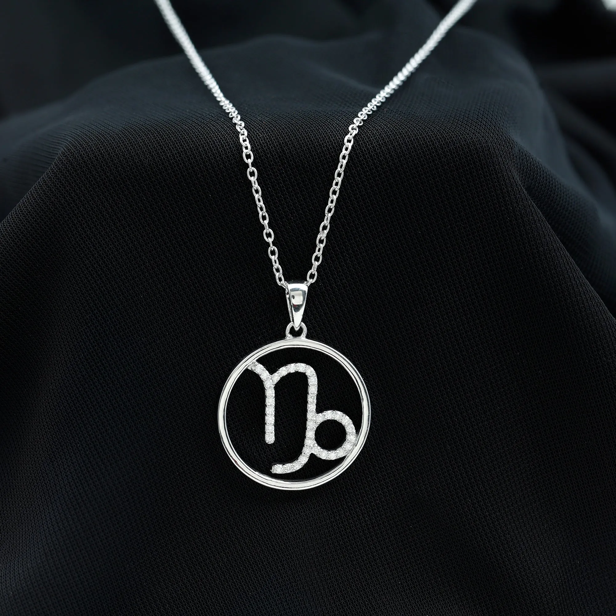 Certified Moissanite Capricorn Zodiac Sign Pendant Necklace