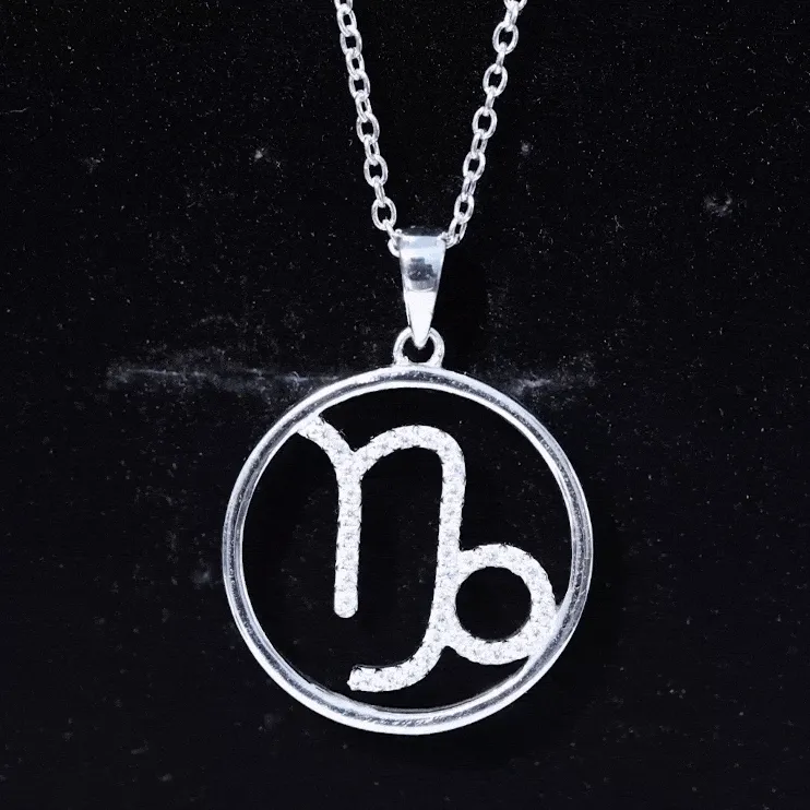 Certified Moissanite Capricorn Zodiac Sign Pendant Necklace