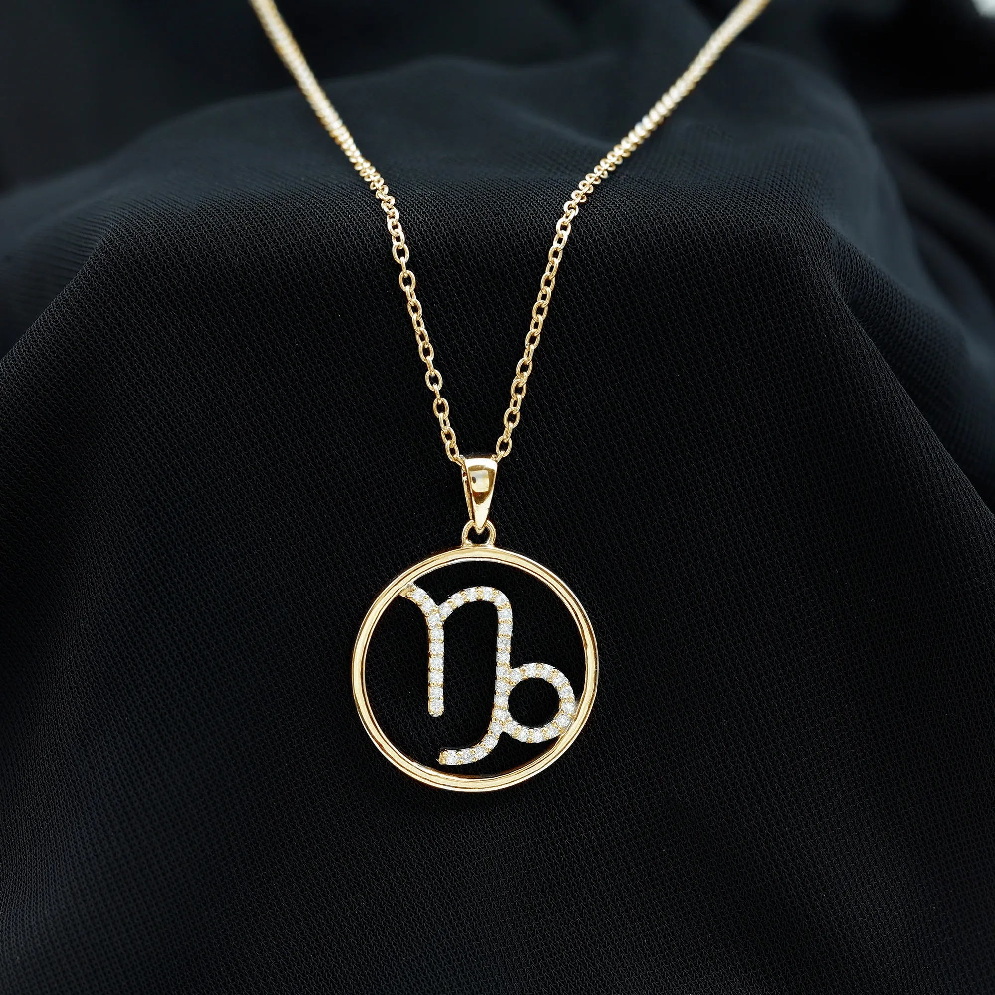 Certified Moissanite Capricorn Zodiac Sign Pendant Necklace