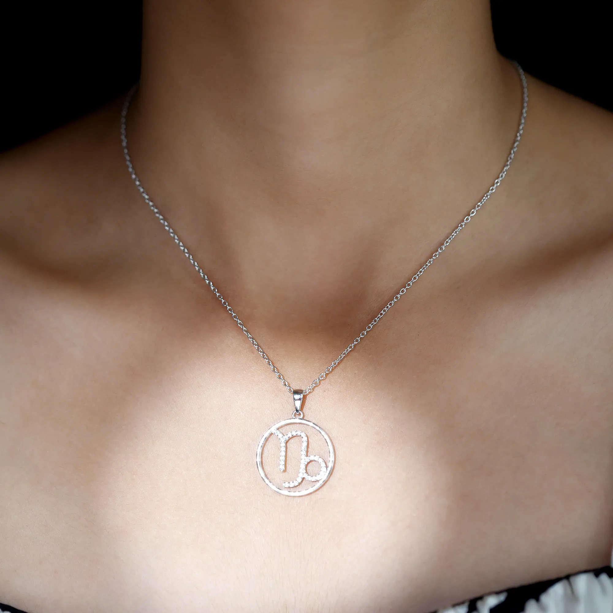 Certified Moissanite Capricorn Zodiac Sign Pendant Necklace