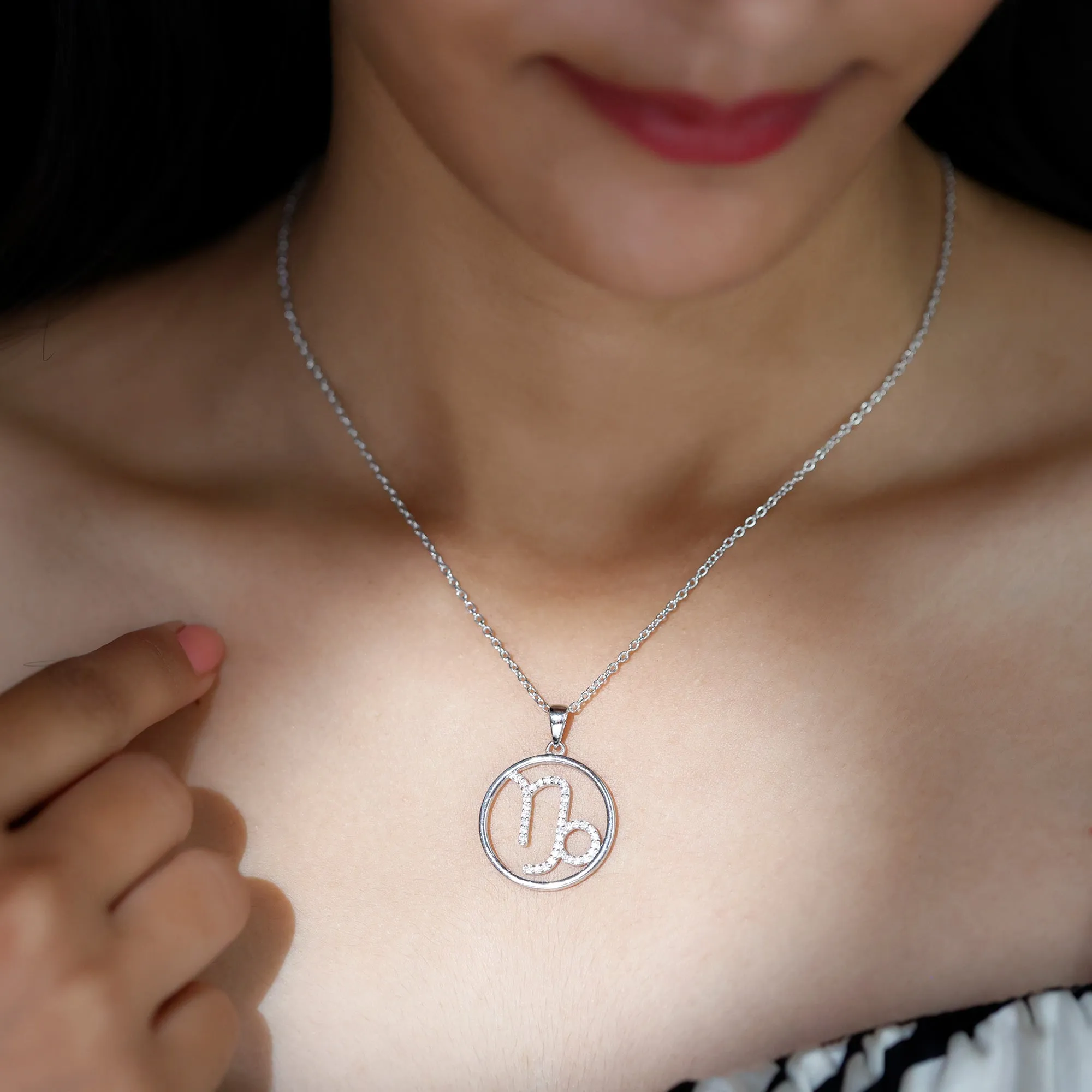 Certified Moissanite Capricorn Zodiac Sign Pendant Necklace