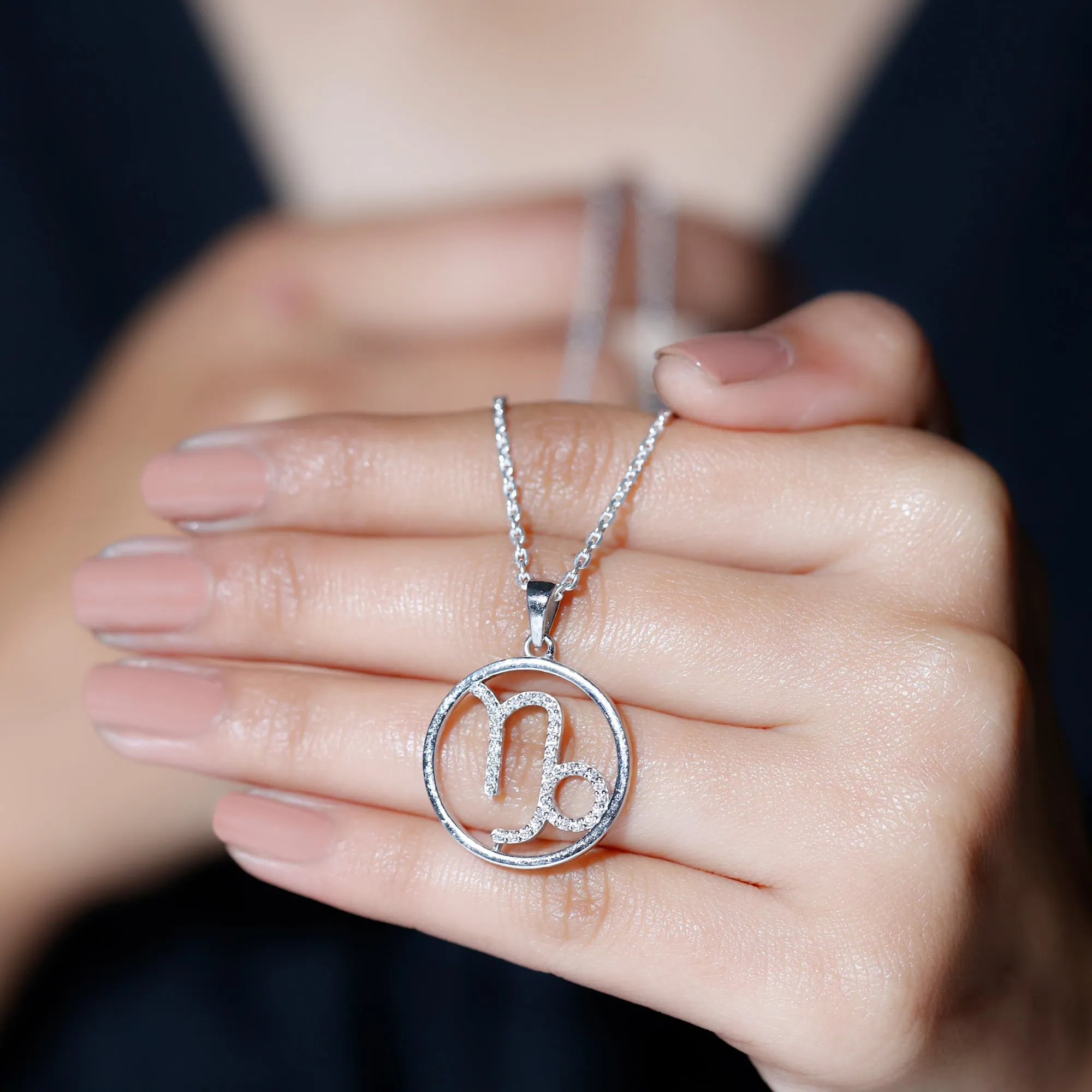 Certified Moissanite Capricorn Zodiac Sign Pendant Necklace