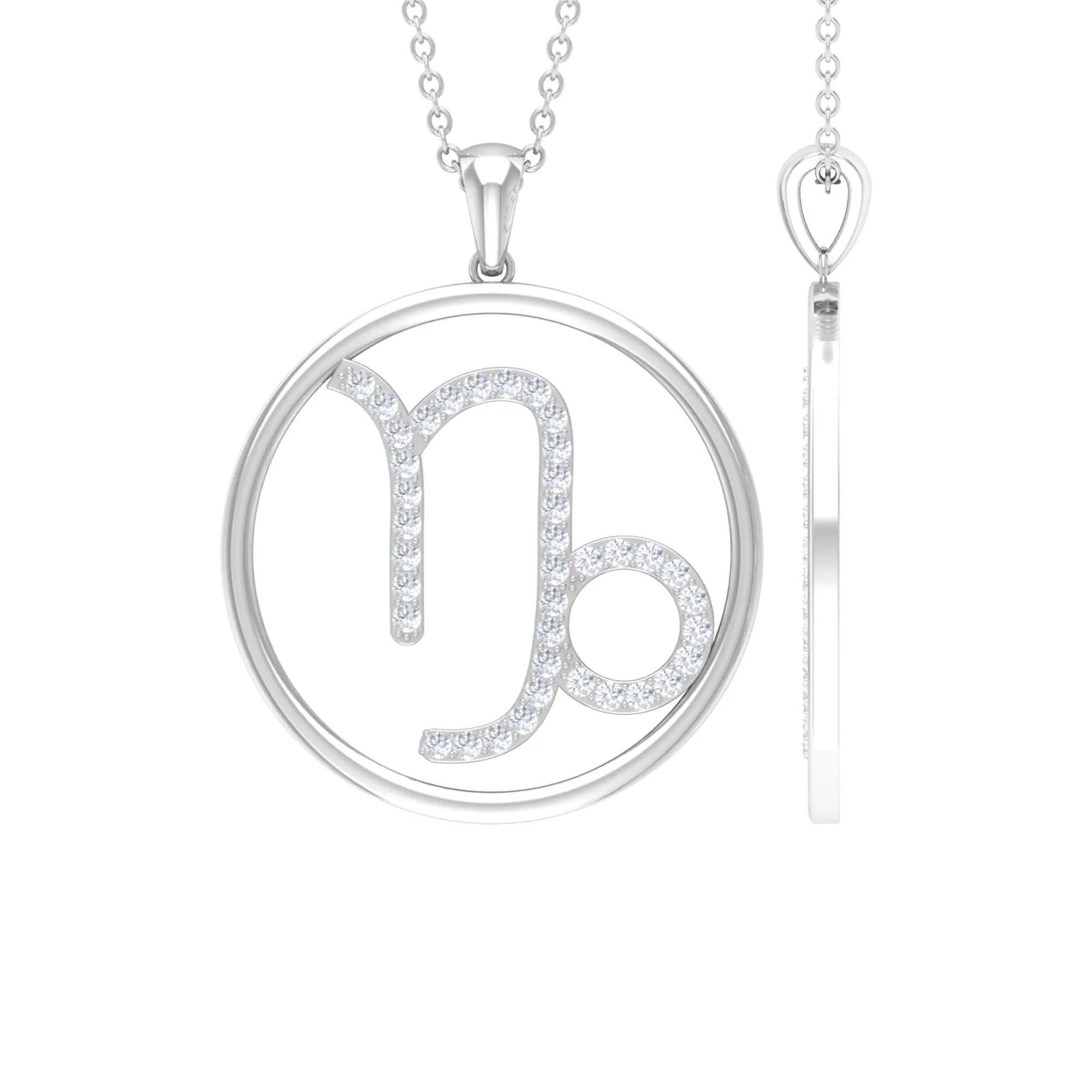 Certified Moissanite Capricorn Zodiac Sign Pendant Necklace