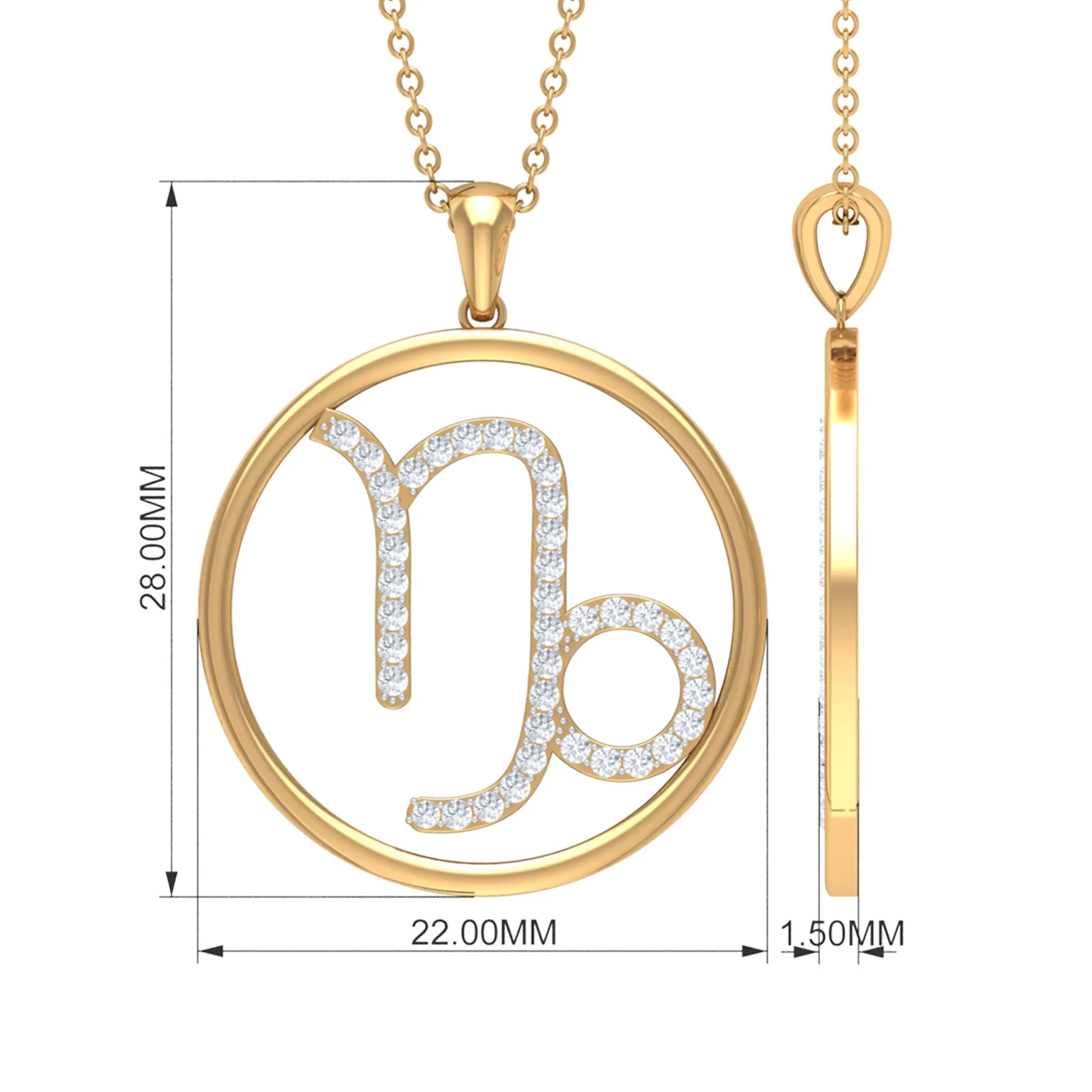 Certified Moissanite Capricorn Zodiac Sign Pendant Necklace