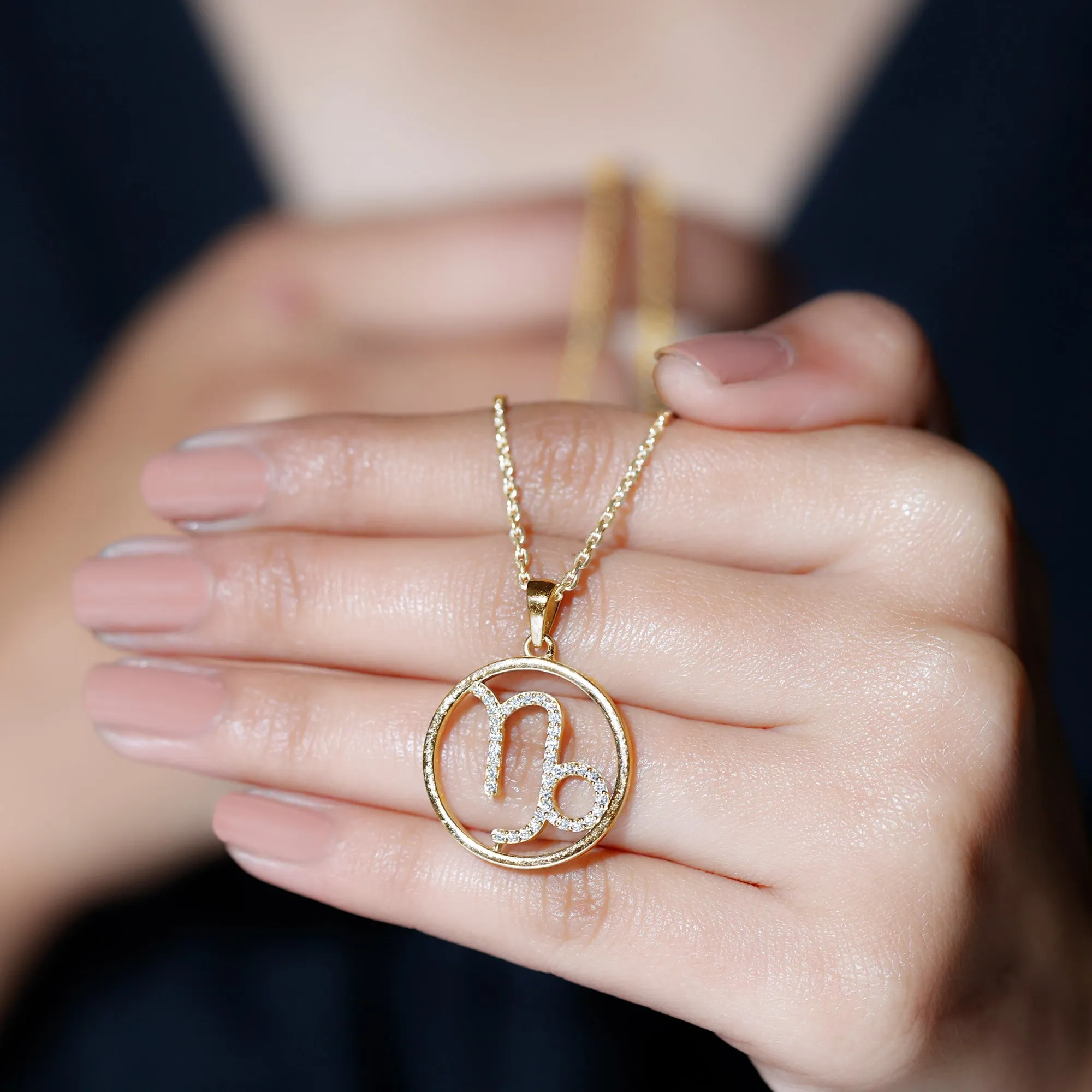 Certified Moissanite Capricorn Zodiac Sign Pendant Necklace