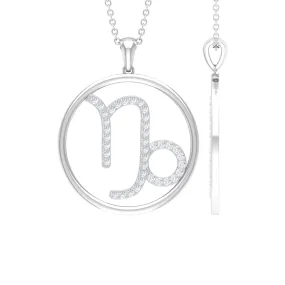 Certified Moissanite Capricorn Zodiac Sign Pendant Necklace