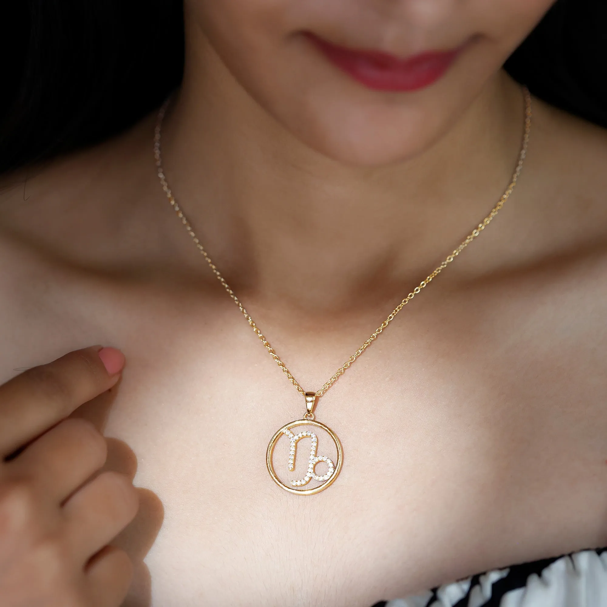 Certified Moissanite Capricorn Zodiac Sign Pendant Necklace