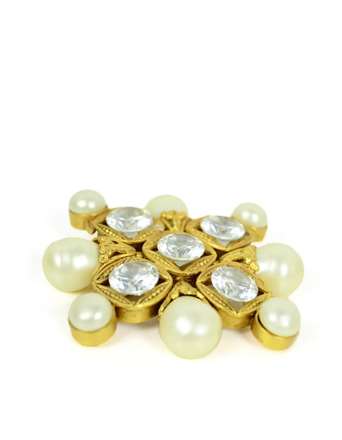 Chanel Vintage '90s Faux Pearl & Crystal Brooch/Pendant