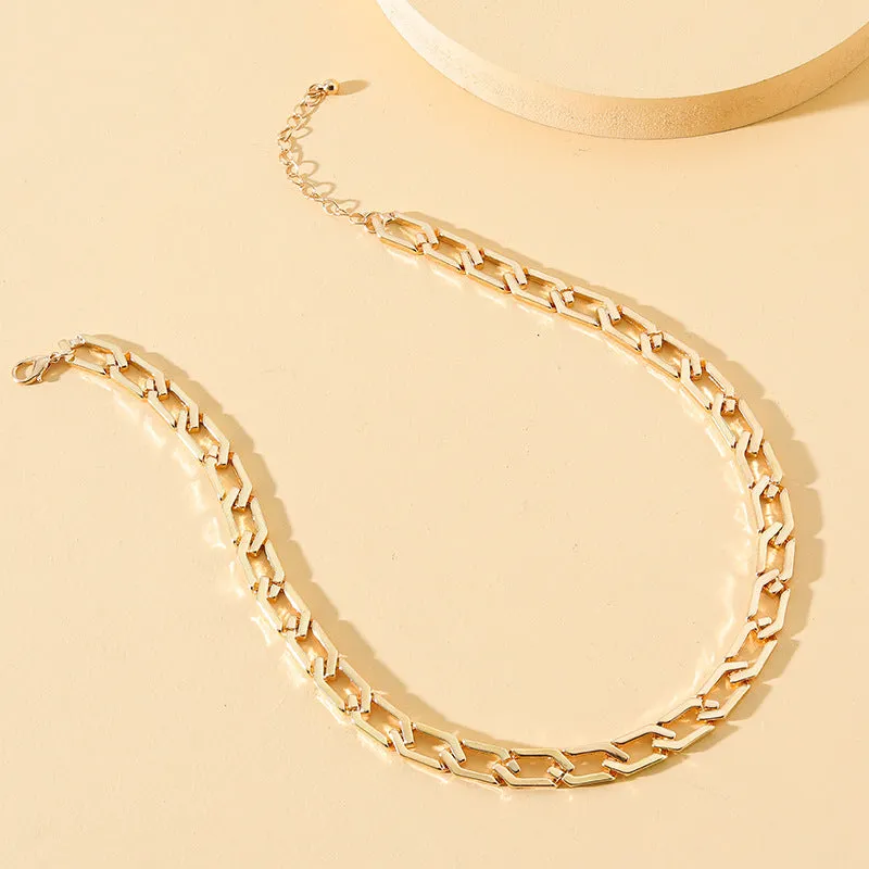 Chunky Cuban Link Necklace - Vintage Punk Sweater Chain - Minimalist Single Strand Choker