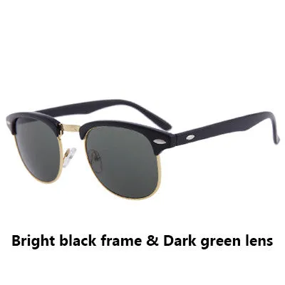 Classic Half Metal Sunglasses Men Women Brand Designer Glasses Mirror Sun Glasses Fashion Gafas Oculos De Sol UV400