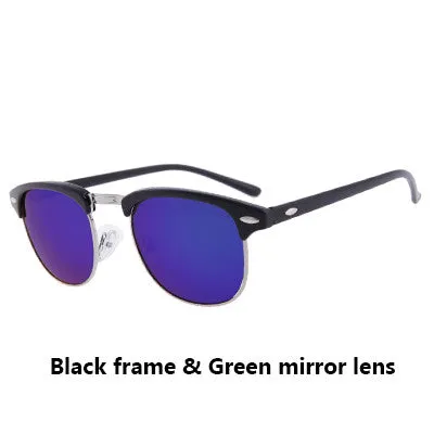 Classic Half Metal Sunglasses Men Women Brand Designer Glasses Mirror Sun Glasses Fashion Gafas Oculos De Sol UV400