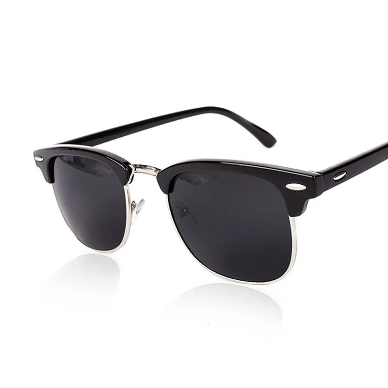 Classic Half Metal Sunglasses Men Women Brand Designer Glasses Mirror Sun Glasses Fashion Gafas Oculos De Sol UV400