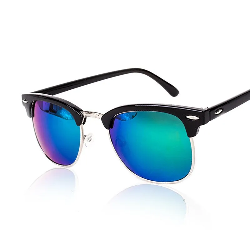 Classic Half Metal Sunglasses Men Women Brand Designer Glasses Mirror Sun Glasses Fashion Gafas Oculos De Sol UV400