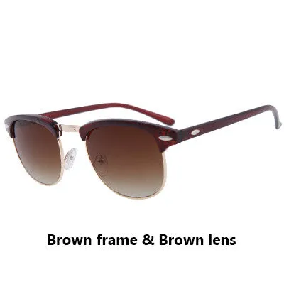 Classic Half Metal Sunglasses Men Women Brand Designer Glasses Mirror Sun Glasses Fashion Gafas Oculos De Sol UV400