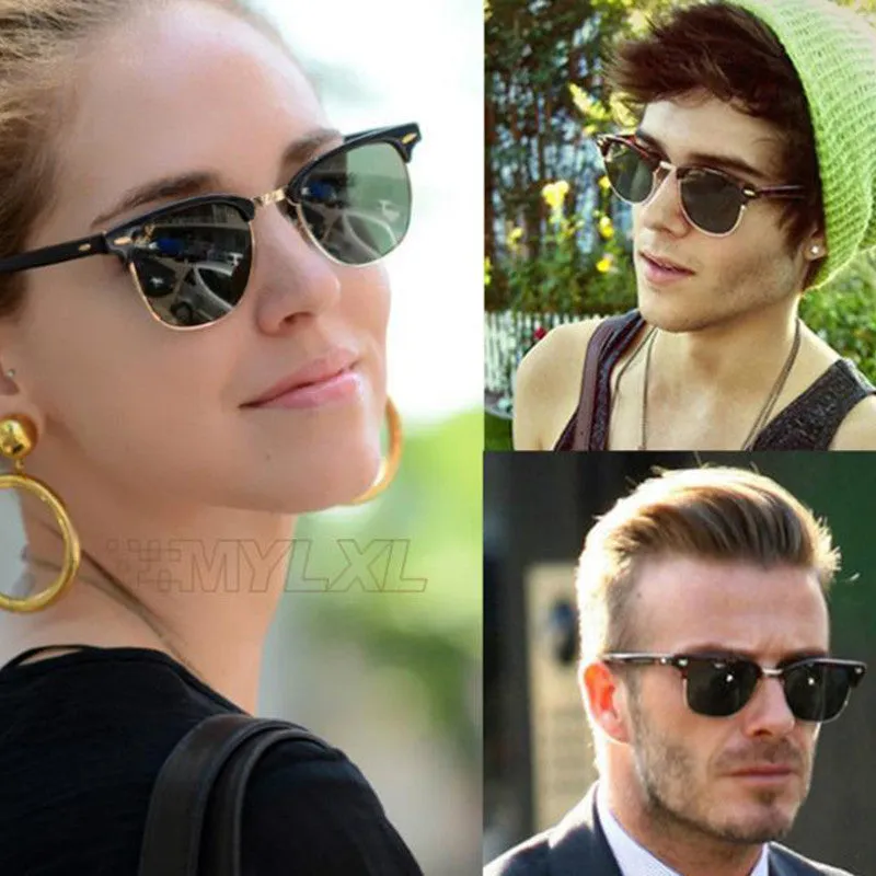 Classic Half Metal Sunglasses Men Women Brand Designer Glasses Mirror Sun Glasses Fashion Gafas Oculos De Sol UV400