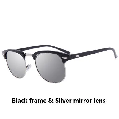 Classic Half Metal Sunglasses Men Women Brand Designer Glasses Mirror Sun Glasses Fashion Gafas Oculos De Sol UV400