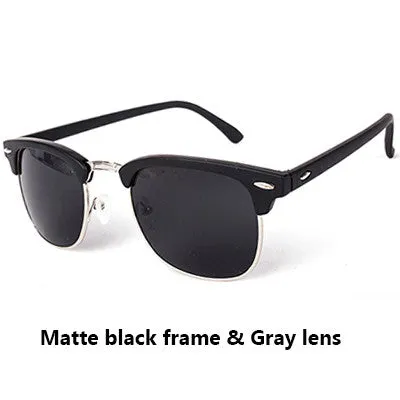Classic Half Metal Sunglasses Men Women Brand Designer Glasses Mirror Sun Glasses Fashion Gafas Oculos De Sol UV400