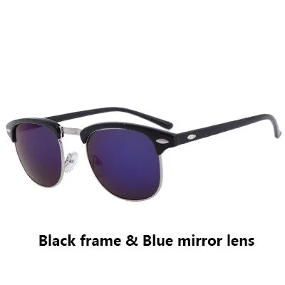 Classic Half Metal Sunglasses Men Women Brand Designer Glasses Mirror Sun Glasses Fashion Gafas Oculos De Sol UV400