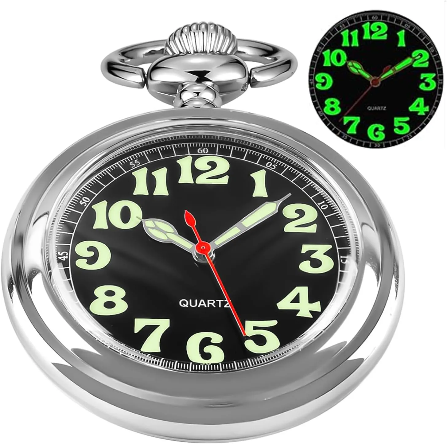 Classic Uncovered Men's Pocket Watch, Pocket Watches with Chain for Men