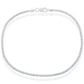 Classic Women's Anklet - Silver Plated Sterling 2.5mm Popcorn, 9 inch | R-9257-9