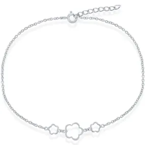 Classic Women's Anklet - Sterling 3 Center Flowers, 9 inch | R-9048-9