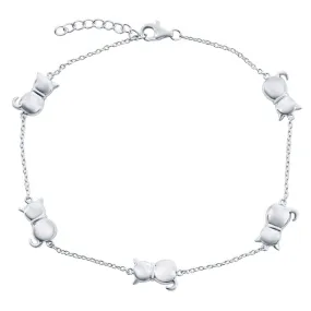 Classic Women's Anklet - Sterling Silver Cats by the Yard Lobster Clasp | R-9272