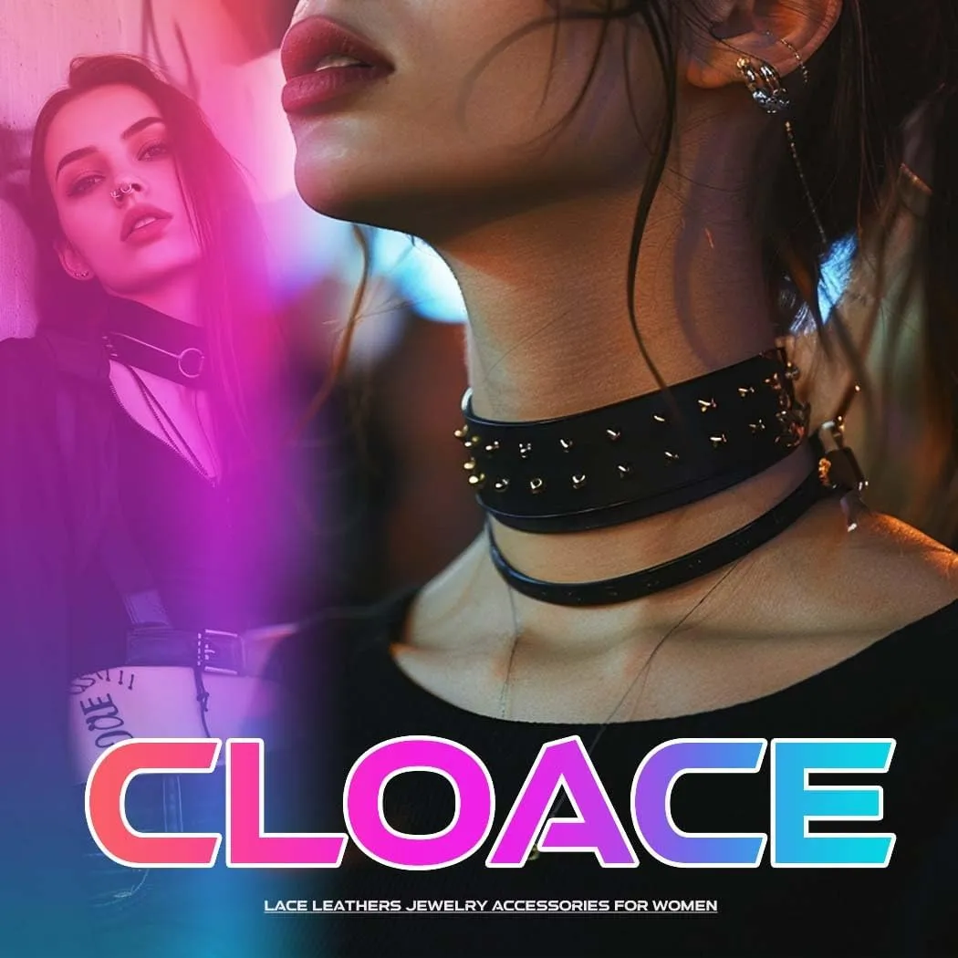 CLOACE Heart Leather Choker Punk PU Adjustable Necklace Goth Love Choker Collar Chain for Women