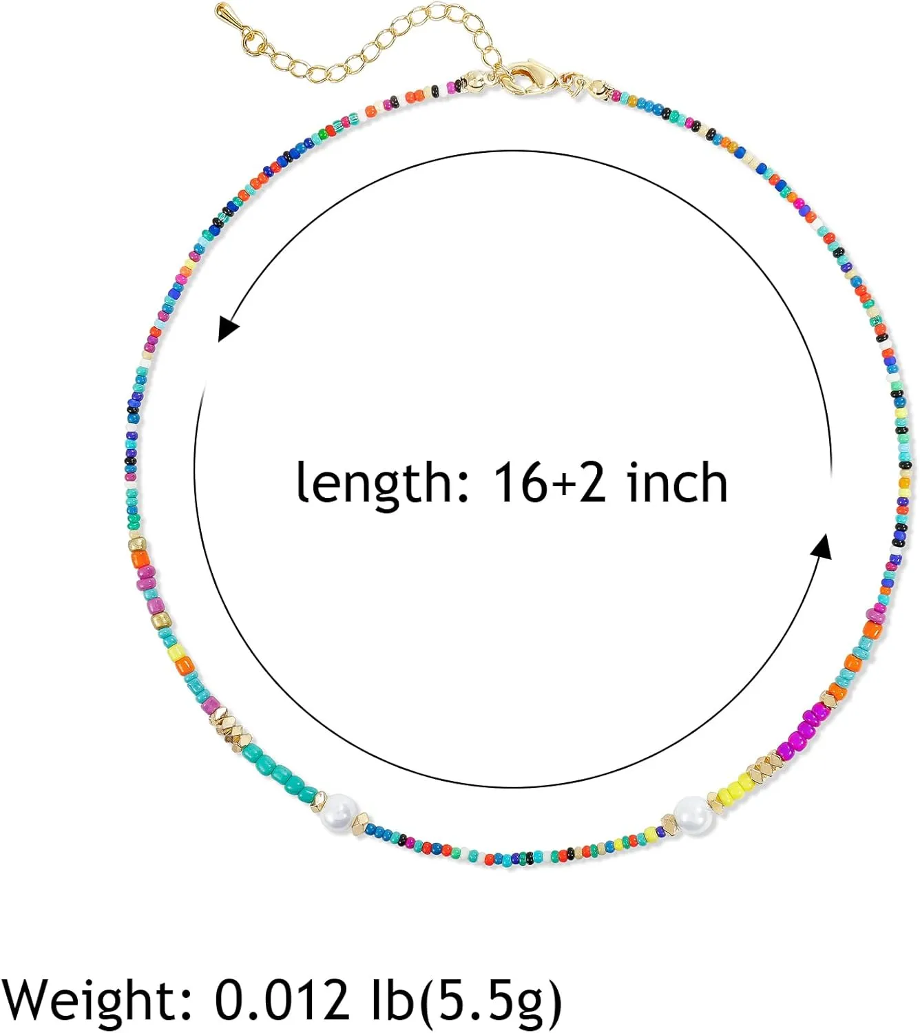 Colorful Beaded Choker Necklace For Women Short Statement Boho Beaded Pearl Adjustable Necklace For Women Summer Beach Jewelry Gift