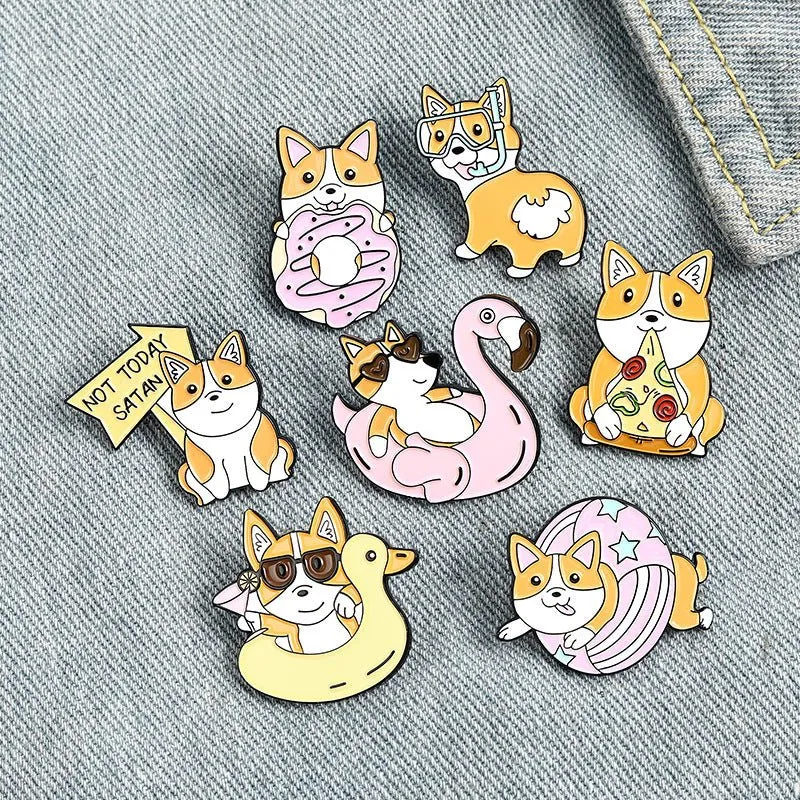Corgi Pin Collection Kawaii Women Gifts Brooches Lapels Enamel Pins