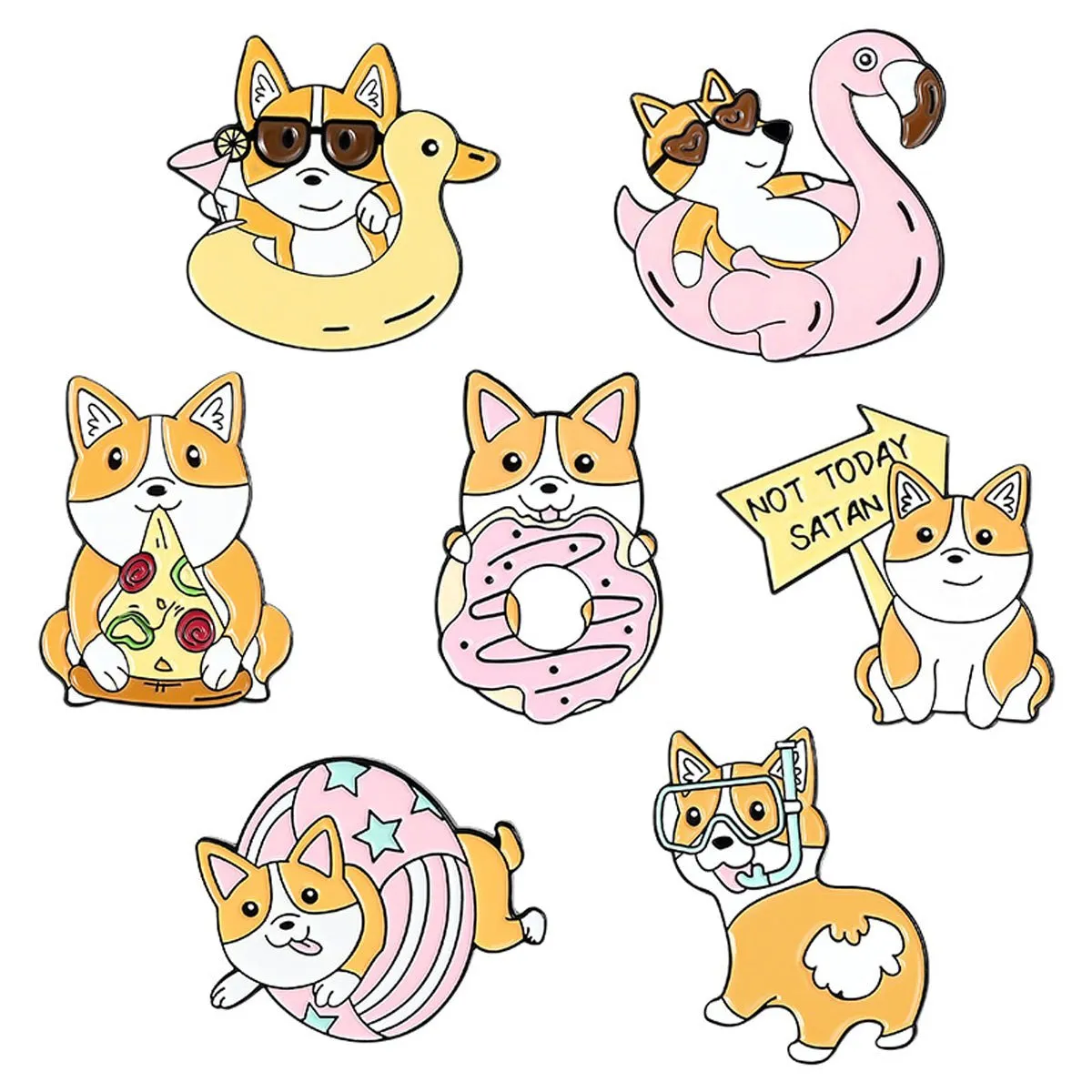 Corgi Pin Collection Kawaii Women Gifts Brooches Lapels Enamel Pins