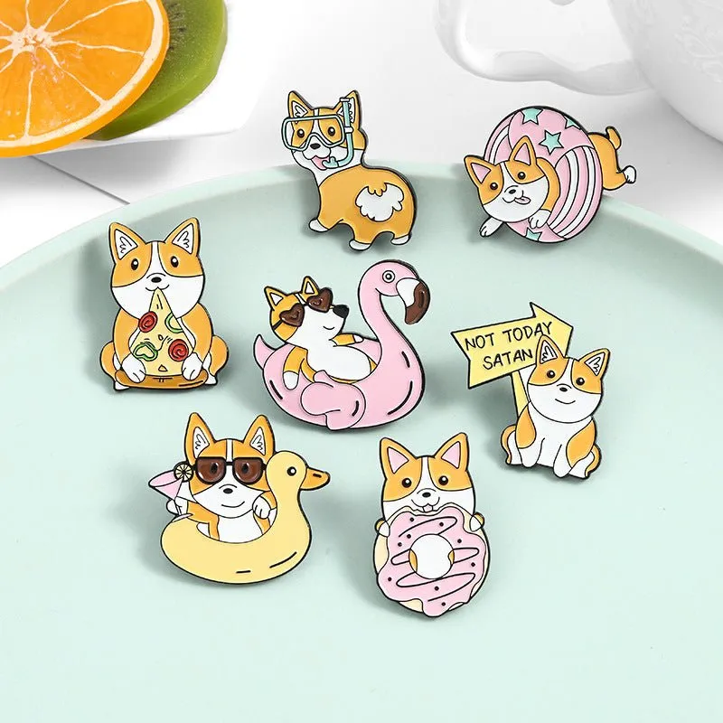 Corgi Pin Collection Kawaii Women Gifts Brooches Lapels Enamel Pins
