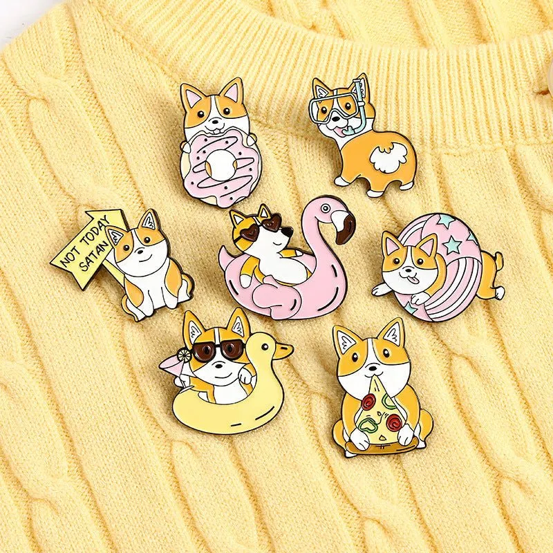 Corgi Pin Collection Kawaii Women Gifts Brooches Lapels Enamel Pins