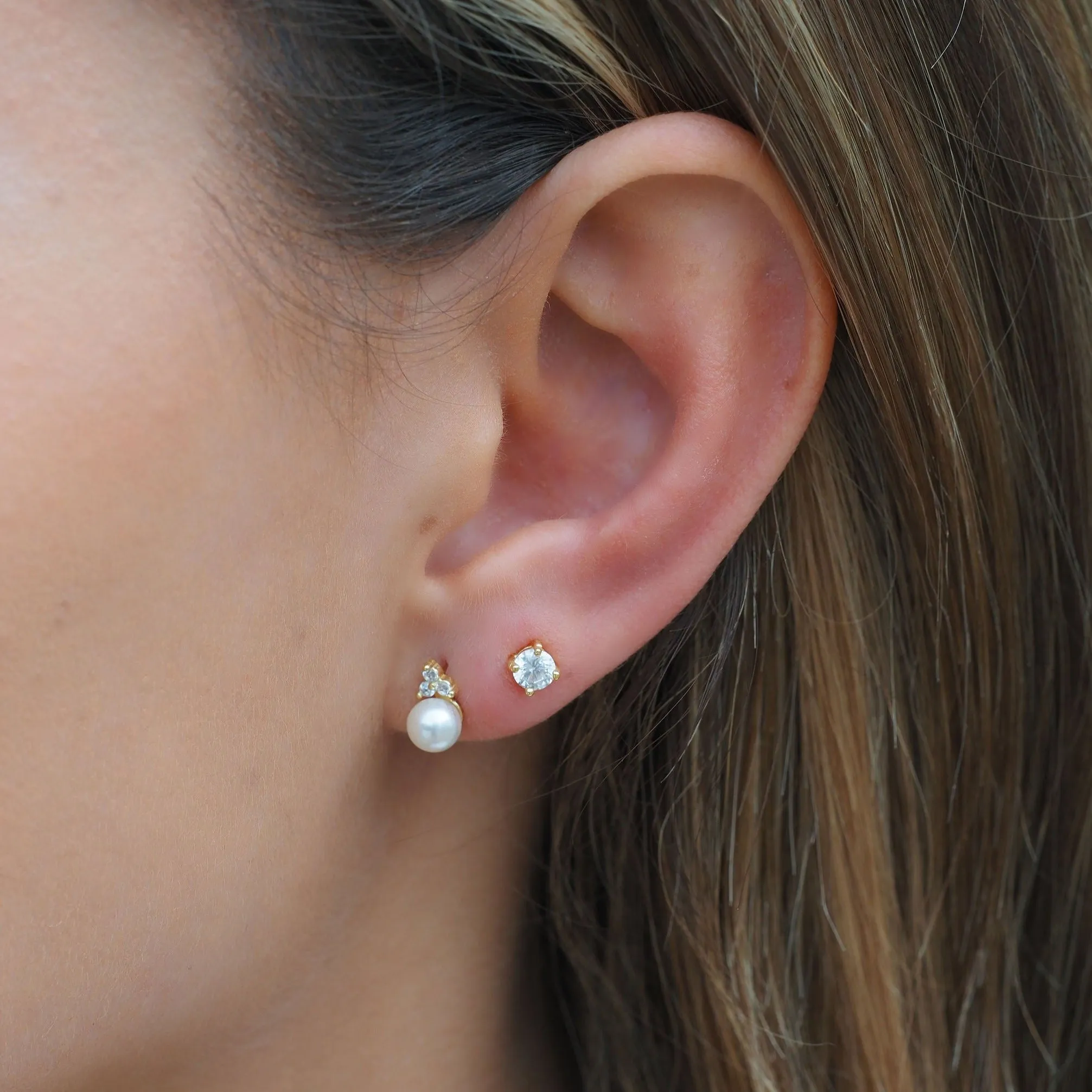 Diamond Stud Earring in Silver