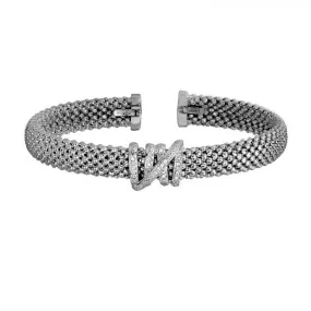 Diamond Tally Cuff Bangle in Sterling Silver