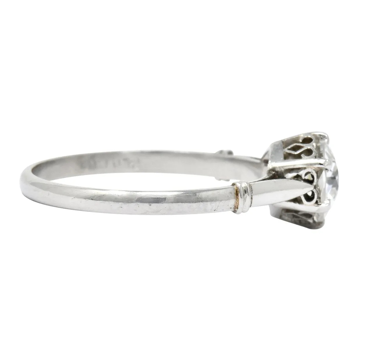 Edwardian 0.98 CTW Old European Cut Diamond Platinum Engagement Ring GIA