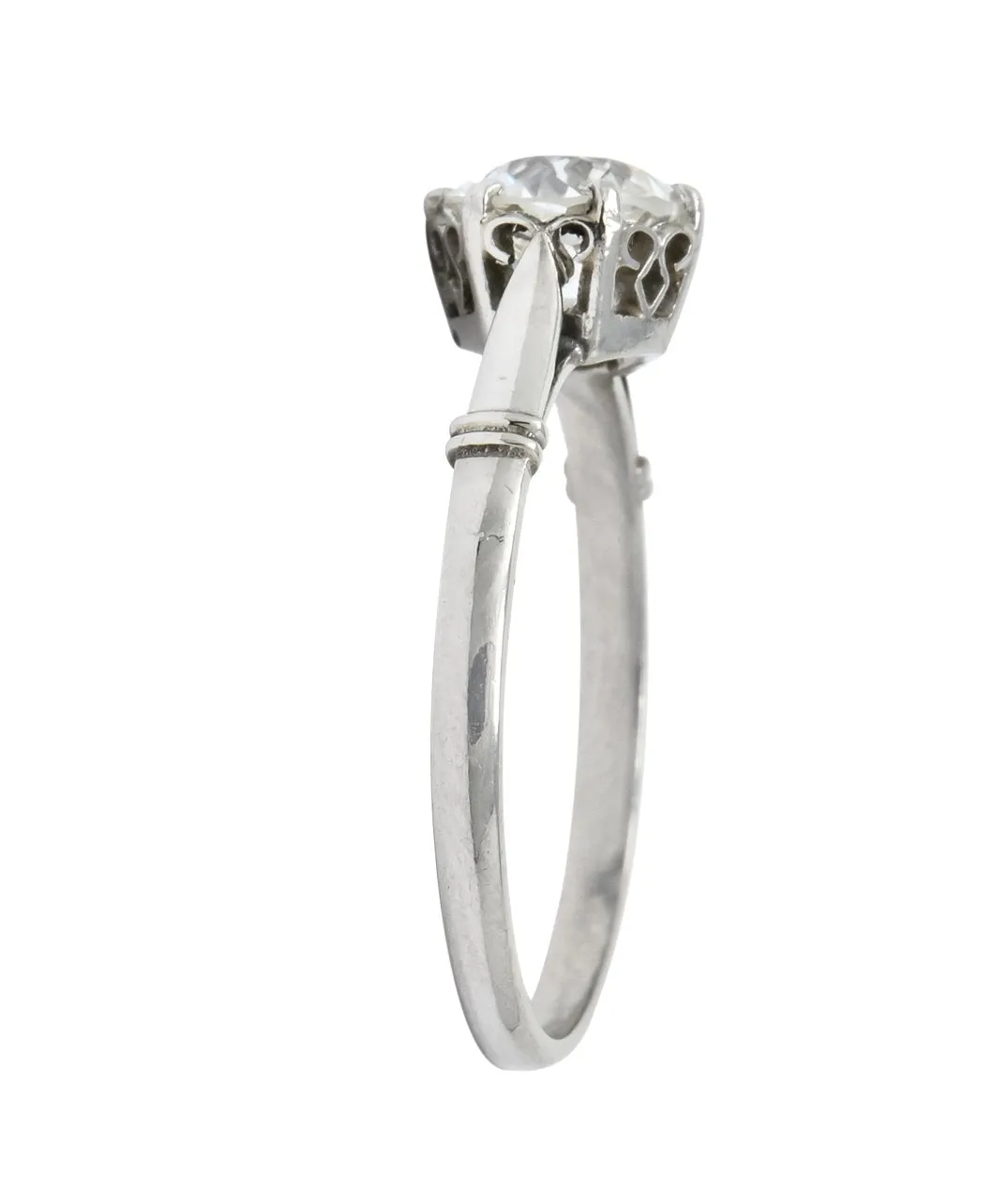 Edwardian 0.98 CTW Old European Cut Diamond Platinum Engagement Ring GIA