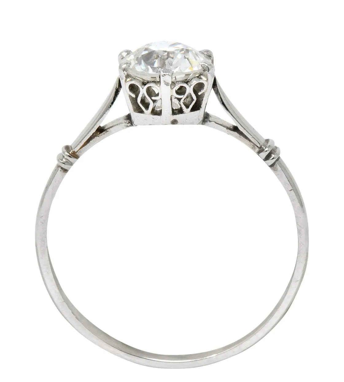 Edwardian 0.98 CTW Old European Cut Diamond Platinum Engagement Ring GIA