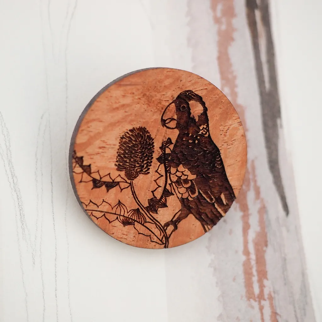 Engraved Sheoak Brooch