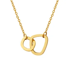 European and American Chocolate Geometric Double Ring Pendant Necklace - Chic Titanium Steel Collarbone Chain
