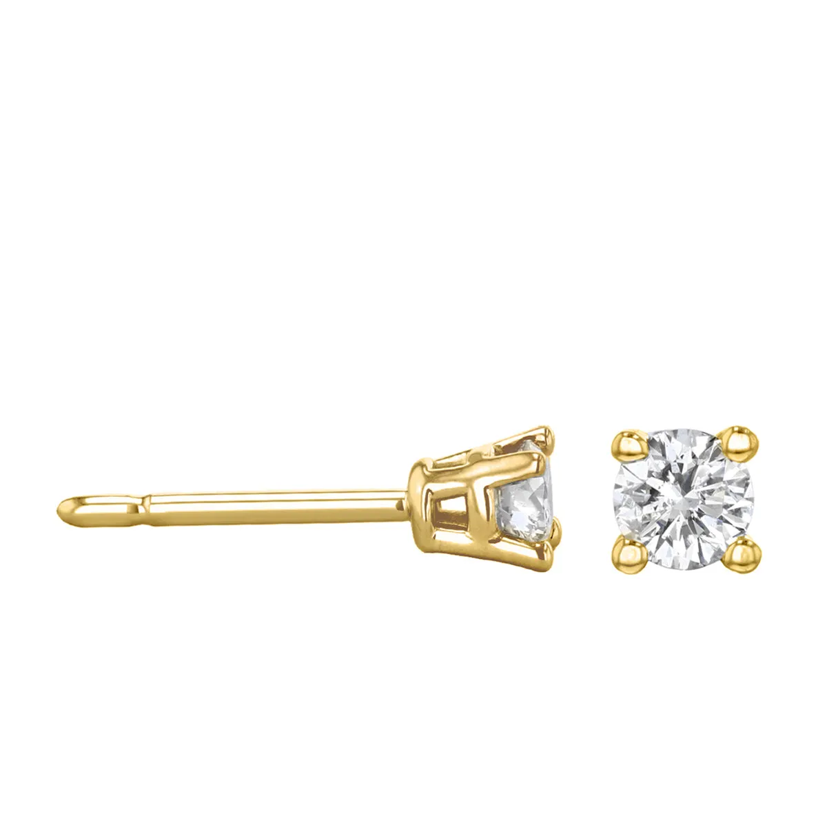 Everyday Diamonds Round Brilliant Solitaire Stud Earrings | 9K Yellow Gold