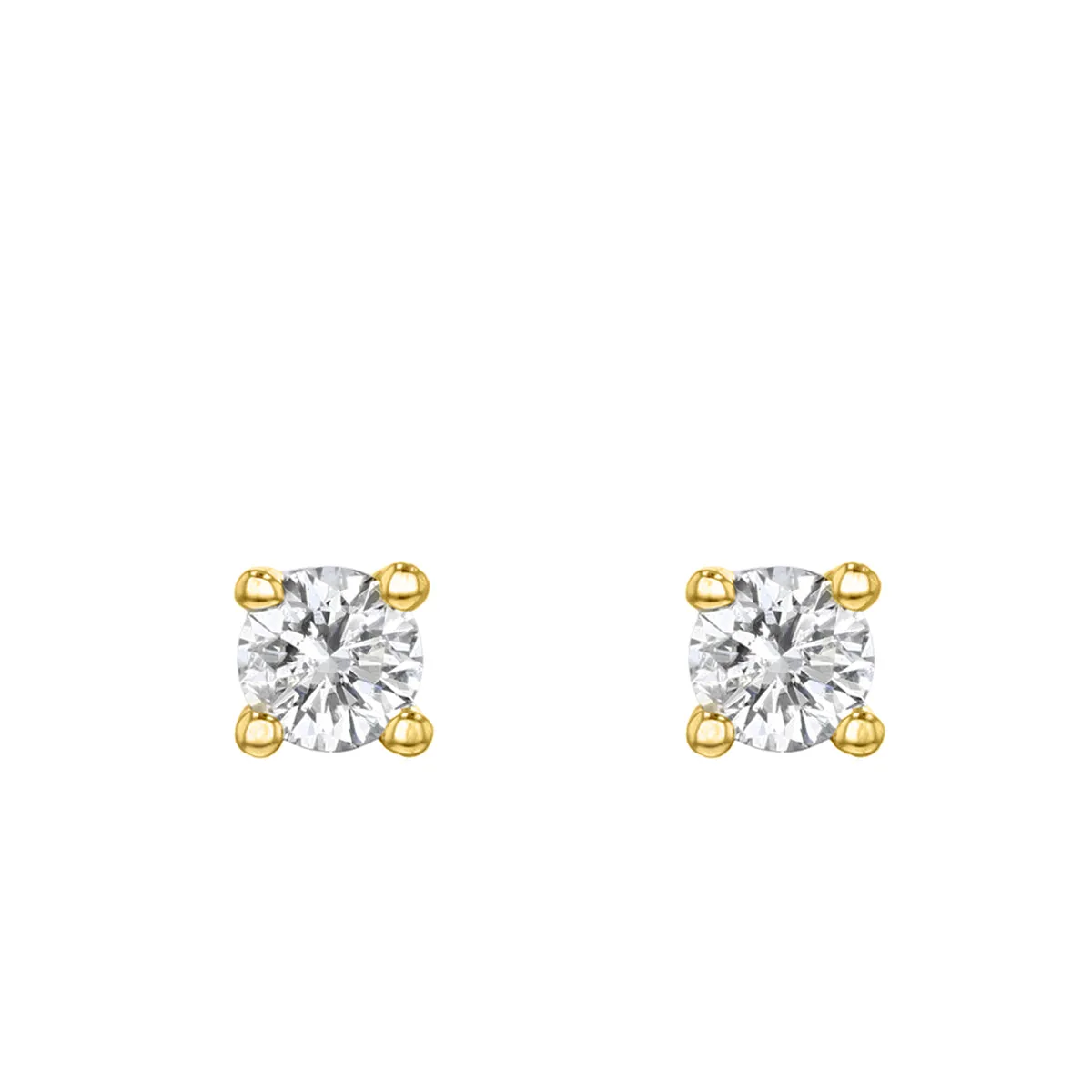 Everyday Diamonds Round Brilliant Solitaire Stud Earrings | 9K Yellow Gold