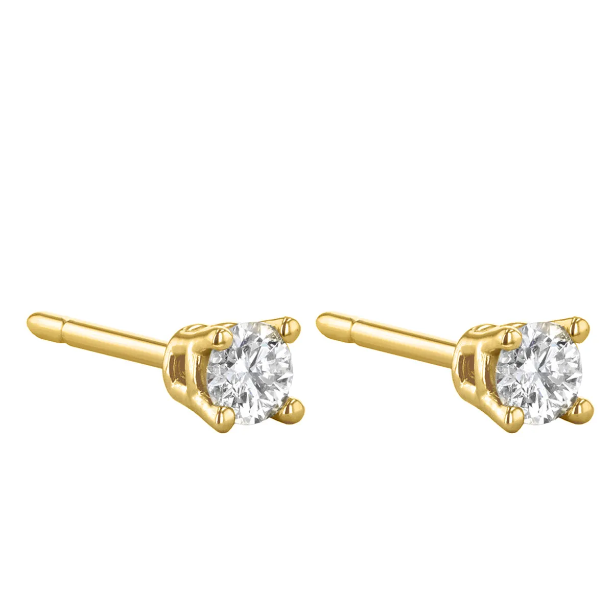 Everyday Diamonds Round Brilliant Solitaire Stud Earrings | 9K Yellow Gold