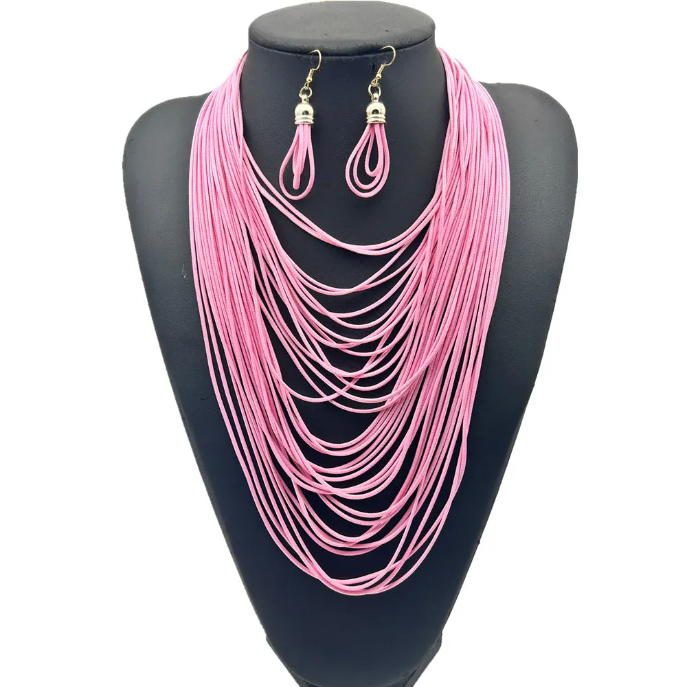 Exotic Tassel Necklace Set - Fashionable Sweater Chain with Magnetic Clasp